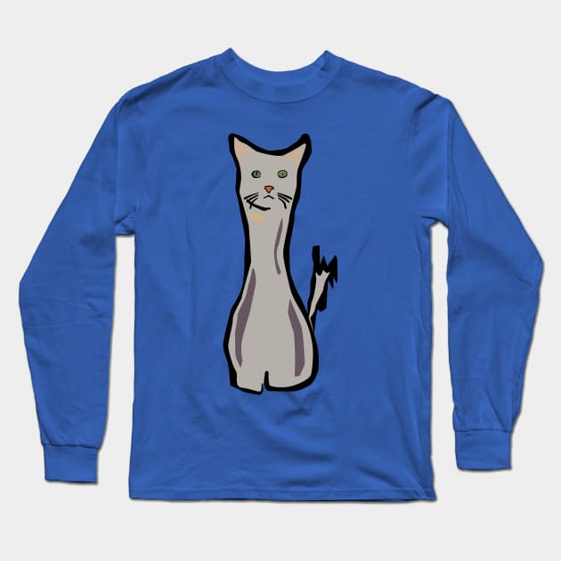 Tall Grey Cat Long Sleeve T-Shirt by Kelliboo